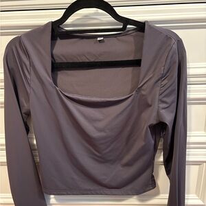 Elegant Gray Long Sleeve Women's Top